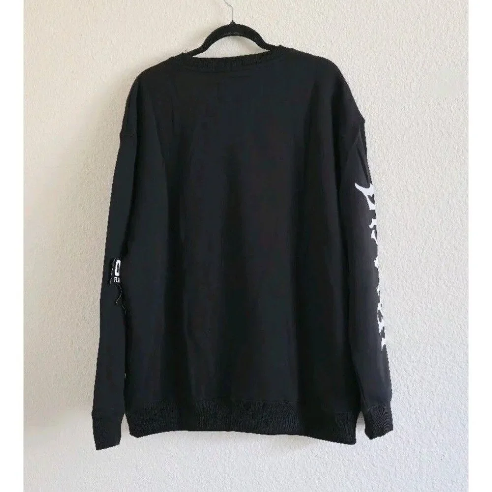 Dixxon Flannel Crewneck Sweater Fleece  Men's XL Black Long Sleeve NWT